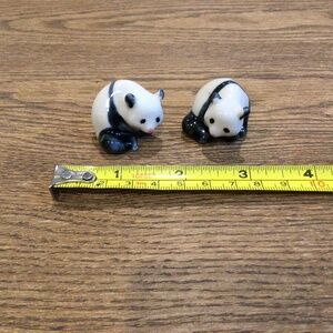 Vintage porcelain miniature panda one pair hand crafted painted